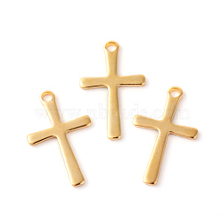 201 Stainless Steel Pendants, Cross, Golden, 15x9.5x0.8mm, Hole: 1.2mm(STAS-F192-076G)