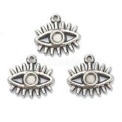 Non-Tarnish 304 Stainless Steel Pendants Cabochon Settings, Eye, Stainless Steel Color, Tray: 2mm, 12.5x13.5x2mm, Hole: 1mm(STAS-P279-15P)