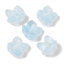 Transparent Spray Paint Glass Beads, Christmas Bell, Light Sky Blue, 15.5x16.5x10.5mm, Hole: 1.4mm(GLAA-Z011-06A)