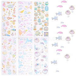 6Sheets 6 Style Epoxy Resin Sticker, for Scrapbooking, Travel Diary Craft, Mixed Patterns, 1sheet/style(sgDIY-SZ0003-79)