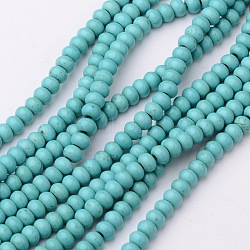 Synthetic Turquoise Beads Strands, Dyed, Rondelle, Turquoise, 6x4mm, Hole: 1mm, about 88~90pcs/strand, 15 inch(TURQ-G109-6x4mm-06)