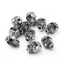 Antique Silver Plated Acrylic Beads, Halloween Skull, 23x17x15.5mm, Hole: 3.5mm(X-PLS111Y)