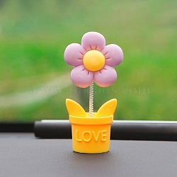 Valentine's Day Cute Resin Spring Flower Ornament, for Car Interior Center Console Decorations, Flamingo, 28x22x55mm(PW-WG11681-02)