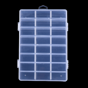 Plastic Bead Storage Containers, 24 Compartments, Rectangle, Clear, 19.5x13.8x3.5cm, Hole: 7x18mm, Compartment: 22x40mm