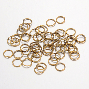 Iron Open Jump Rings, Nickel Free, Antique Bronze, 6x0.7mm, 21 Gauge, Inner Diameter: 4.6mm, about 18000pcs/1000g