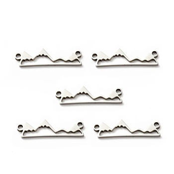 304 Stainless Steel Links Connectors, Mountain, Stainless Steel Color, 5.5x20x1mm, Hole: 1mm