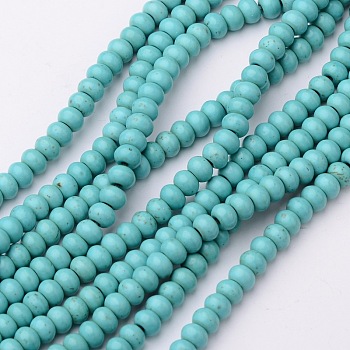 Synthetic Turquoise Beads Strands, Dyed, Rondelle, Turquoise, 6x4mm, Hole: 1mm, about 88~90pcs/strand, 15 inch