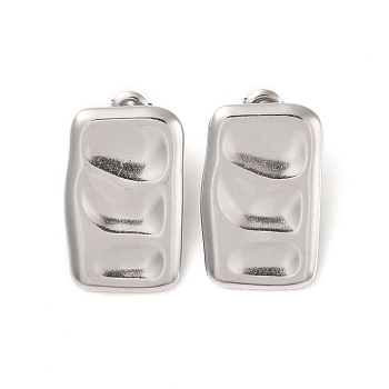 Rectangle 304 Stainless Steel Stud Earrings for Women, Stainless Steel Color, 30x19mm