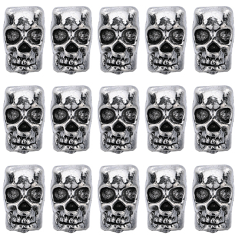 Alloy European Beads, Large Hole Beads, Skull, Antique Silver, 12x9x7.5mm, Hole: 4mm, 50pcs/box