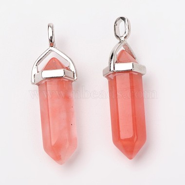 Cherry Quartz Glass Pointed Pendants(G-F295-03E)-4