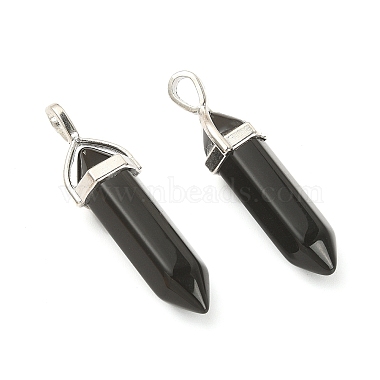 2Pcs Natural Obsidian Double Terminal Pointed Pendants(G-YW0002-04)-3