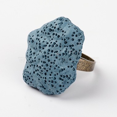 Adjustable Nuggets Lava Rock Gemstone Finger Rings(RJEW-I013-09)-2
