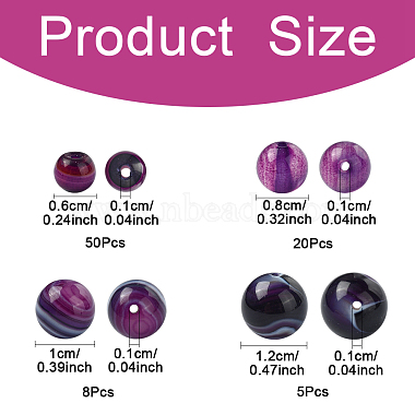 4 styles de perles d'agate ray&eacute;e naturelle/d'agate ruban&eacute;e(G-YW0001-85)-2