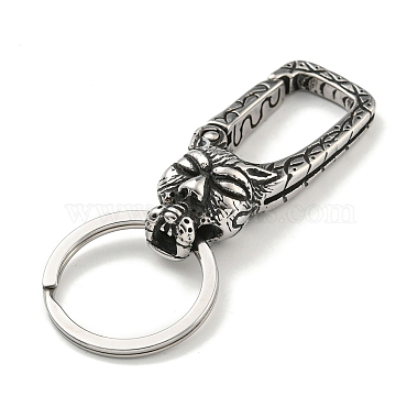 Tibetan Style 316 Surgical Stainless Steel Fittings with 304 Stainless Steel Key Ring(FIND-Q101-07AS-01)-2