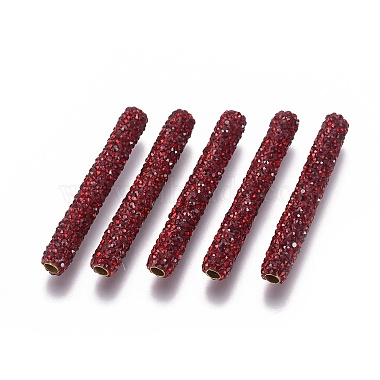 Polymer Clay Rhinestone Tube Beads(RB-L080-M)-2