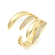 Brass Micro Pave Clear Cubic Zirconia Open Cuff Rings for Women(RJEW-L121-005G)-1