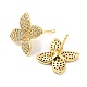 Flower Rack Plating Brass Micro Pave Cubic Zirconia Stud Earrings for Women(EJEW-F326-13G)-2