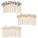 3Pcs 3 Colors Fashionable Glass & Brass Hair Combs(OHAR-CP0001-03)-1