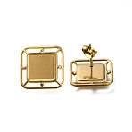 Ion Plating(IP) 304 Stainless Steel Square Stud Earrings for Women, Real 16K Gold Plated, 17x17mm(EJEW-M028-05G)