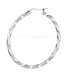 304 Stainless Steel Hoop Earrings, Twisted Ring Shape, Stainless Steel Color, 12 Gauge, 20x2mm(STAS-TAC0001-11B-P)