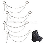 4Pcs 2 Styles Iron Chain Boot Strap Chains, with Alloy Spring Gate Rings, Heart & Star, Platinum, 275mm, 2pcs/style(HJEW-DR00122)