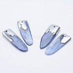 Natural Kyanite/Cyanite/Disthene Big Pendants, with Brass, Platinum, 30~60x10~18x2~5mm, Hole: 1~2mm, 2pcs/set(G-P208-01-1)