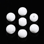 Opaque Solid Color Glass Beads, Round, White, 6~6.5mm, Hole: 1.2~1.4mm(X1-GLAA-N007-6mm-A02)