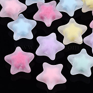 Transparent Acrylic Beads, Frosted, Bead in Bead, Star, Mixed Color, 19x20x11.5mm, Hole: 3mm(X-TACR-N011-001C-02)