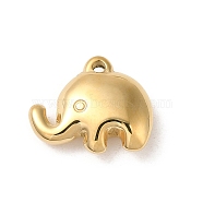 304 Stainless Steel Charms, Elephant Charm, Real 14K Gold Plated, 12.5x15x5mm, Hole: 1.5mm(STAS-L022-308G)