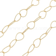 Brass Hollow Rhombus Link Chains, Unwelded, with Spool, Real 18K Gold Plated, 10x7x0.5mm(CHC-M025-03G)