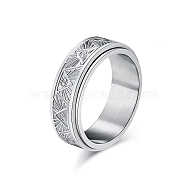 Eye Pattern Titanium Steel Rotating Finger Ring, Fidget Spinner Ring for Calming Worry Meditation, Stainless Steel Color, US Size 10(19.8mm)(PW-WG69410-04)