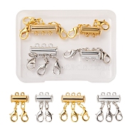4 Sets 4 Style Alloy Magnetic Slide Lock Clasps, with Lobster Claw Clasps, Cadmium Free & Lead Free, Tube, Platinum & Golden, 25x15x1.5mm, 1 set/style(FIND-YW0001-42)