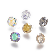 Electroplated Cubic Zirconia Pointed Back Cabochons, Diamond, Faceted, Mixed Color, 6x3.7mm(ZIRC-I024-6mm-01)