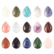 15Pcs 15 Style Natural & Synthetic Gemstone Cabochons, Teardrop, 25x18x7mm, 1pc/style(G-SZ0001-72)