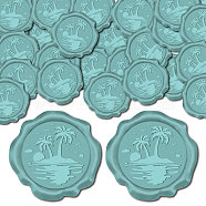 100Pcs Adhesive Wax Seal Stickers, Envelope Seal Decoration, For Craft Scrapbook DIY Gift, Dark Turquoise, Tree, 30mm(DIY-CP0010-17E)