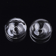Handmade Blown Glass Bottles, for Glass Vial Pendants Making, Half Round, Clear, 10.5x7mm, Half Hole: 3~3.5mm(BLOW-T001-23A)
