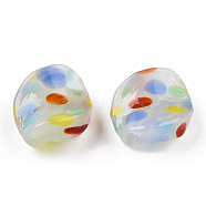 Handmade Lampwork Beads, Leaf, Colorful, 16~18x14~15x3.5~5.5mm, Hole: 1.5~1.8mm(LAMP-T011-16)