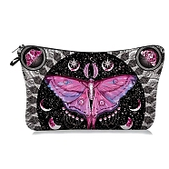 Butterfly Print Linen Cosmetic Zipper Pouches, Waterproof Clutch Bag, Toilet Bag for Women, Orchid, 22x13cm(PW-WG8E7F0-02)