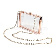 Acrylic Women's Transparent Bags Crossbody Bags, with Iron Chains Shoulder Strap, for Work, Events, Makeup Sturdy Transparent Pocketbook, Rectangle, White, 12x18.3x5.4cm(AJEW-C004-01G)