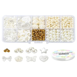 DIY Imitation Pearl Plastic Stretch Bracelet Making Kit, Mixed Color, 4~18mm, Hole: 1~1.6mm(DIY-YW0009-04)