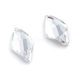 Glass Rhinestone Cabochons, Flat Back & Back Plated, Faceted, Rhombus, Crystal, 6x3.5x2mm(RGLA-L025-D01-001)