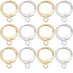 20 Pairs 2 Colors Brass Leverback Earring Findings, with Horizontal Loops, Long-Lasting Plated, Lead Free & Nickel Free, Real Gold Plated & Real Platinum Plated, 12 Gauge, 14.7x11.7x2mm, Hole: 1.8mm, 10 Pairs/color(KK-SC0005-64)