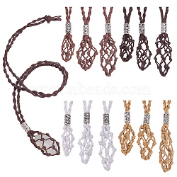 12Pcs 4 Colors Waxed Cotton Thread Macrame Pouch Necklaces, Mixed Color, 16.54 inch(42cm)(NJEW-PH01573)