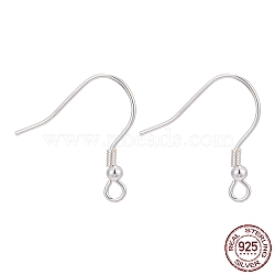 Sterling Silver Earring Hooks, Silver, 19mm, Hole: 2mm, Pin: 0.6mm(X-STER-M031-02S)
