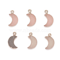6Pcs Druzy Resin Pendants, with Edge Light Gold Plated Iron Loops, Moon, Mixed Color, 19x11x3.5mm, Hole: 1.8mm(RESI-FS0001-18)