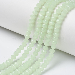 Glass Beads Strands, Imitation Jade, Faceted, Rondelle, Pale Green, 10x8mm, Hole: 1mm, about 65~66pcs/strand, 20.8~21.2 inch(53~54cm)(EGLA-A034-J10mm-D01)