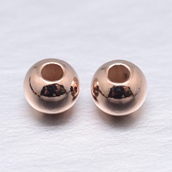 Real Rose Gold Plated Round 925 Sterling Silver Spacer Beads, 4mm, Hole: 1.2mm, about 181pcs/20g(STER-M103-04-4mm-RG)