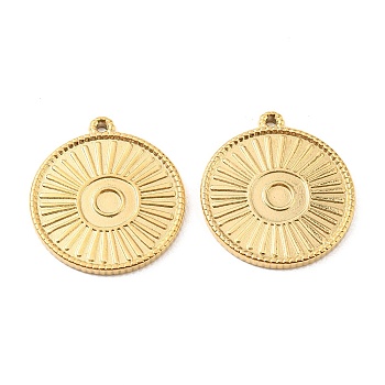 Vacuum Plating 304 Stainless Steel Pendant Cabochon Settings, Flat Round Links, Golden, Tray: 4mm, 28x25x2mm, Hole: 1.4mm