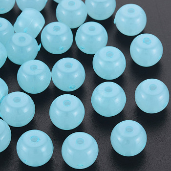 Imitation Jelly Acrylic Beads, Barrel, Light Sky Blue, 13x10.5mm, Hole: 2.5mm, about 375pcs/500g