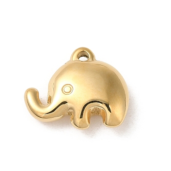 304 Stainless Steel Charms, Elephant Charm, Real 14K Gold Plated, 12.5x15x5mm, Hole: 1.5mm